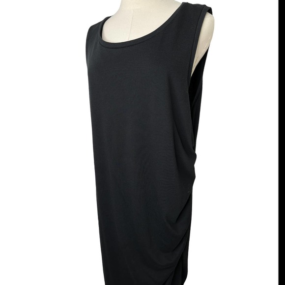 Leith 3X Dress Black Knit Tank Plus Size Dress Ruched Side Sleeveless Sheath B08 - Picture 3 of 8